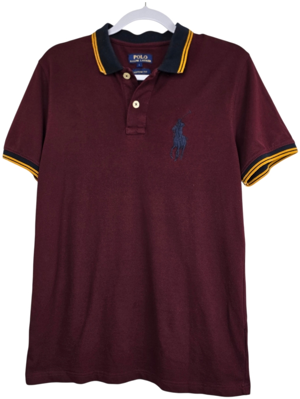 Polo Ralph Lauren Big Pony Polo Shirt Burgundy Short Sleeve Size L Classic Logo